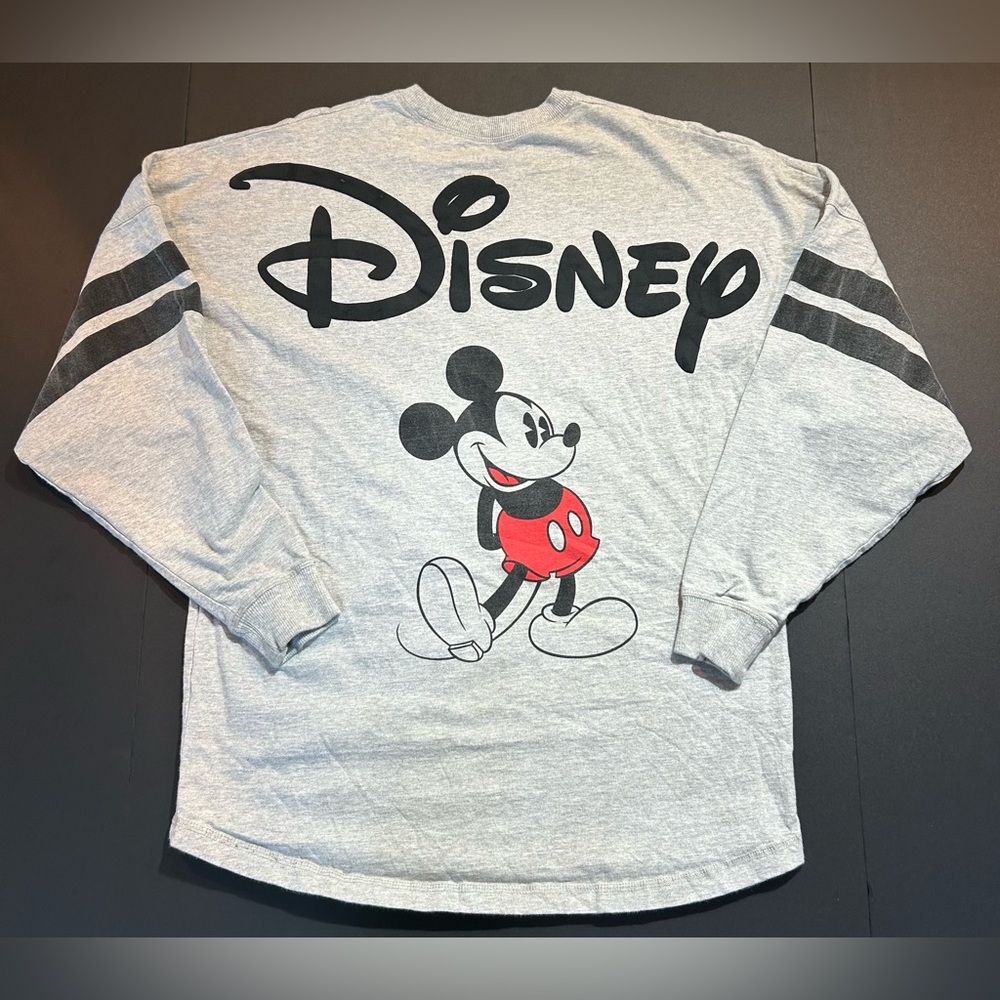 Disney Mickey Mouse Gray Stripped Long Sleeve Spirit Jersey - Size  Small